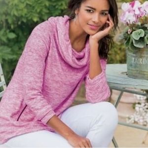 Soft Surroundings Pink Cloud Nine Cowl Neck Sweatshirt Sweater